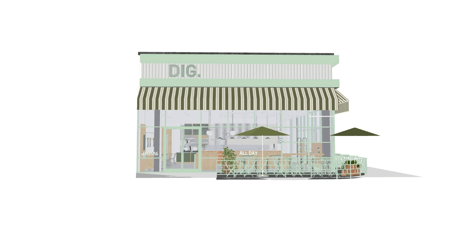 New restaurants in Ashburn VA: Rendering of New DIG at One Loudoun